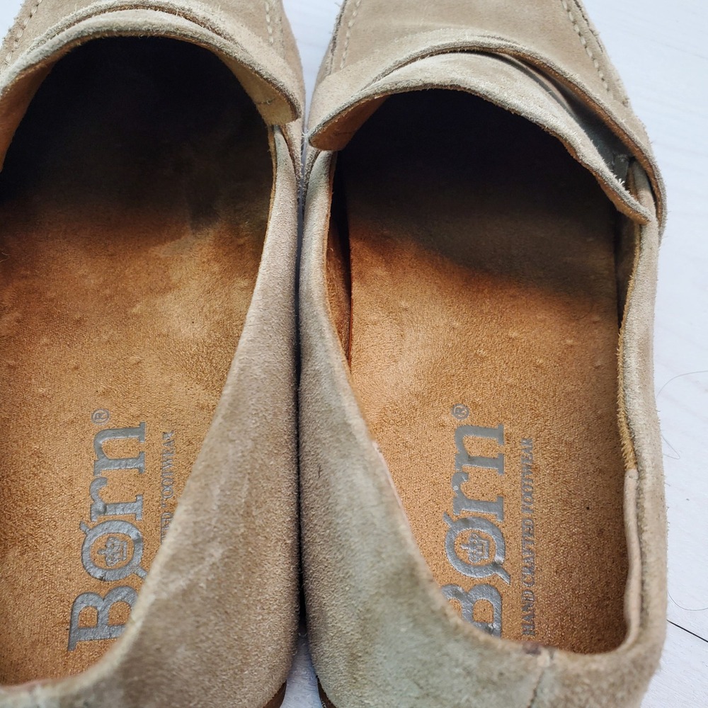 Born Khelda Tan Suede Penny Loafers Womens 9M Driving Mocs Quiet Luxury Preppy - Picture 7 of 9